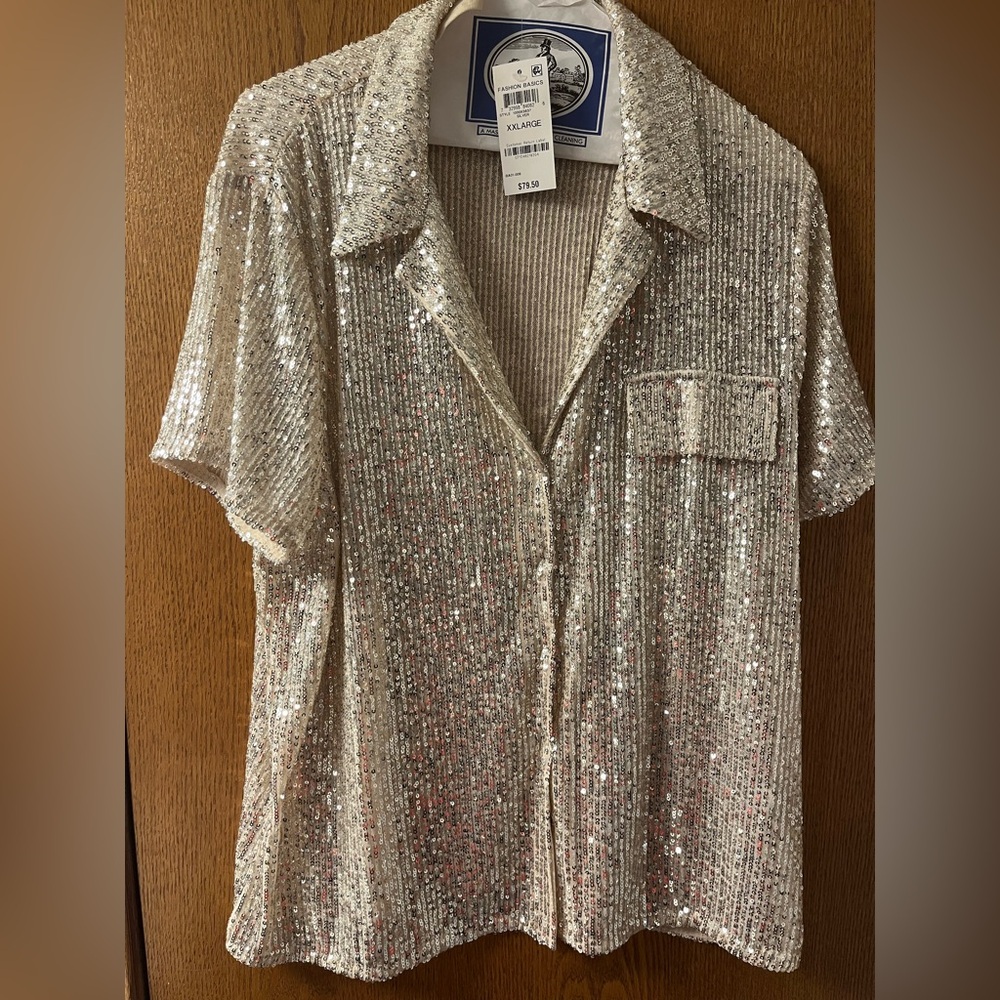 Sequin Short Sleeve Shirt